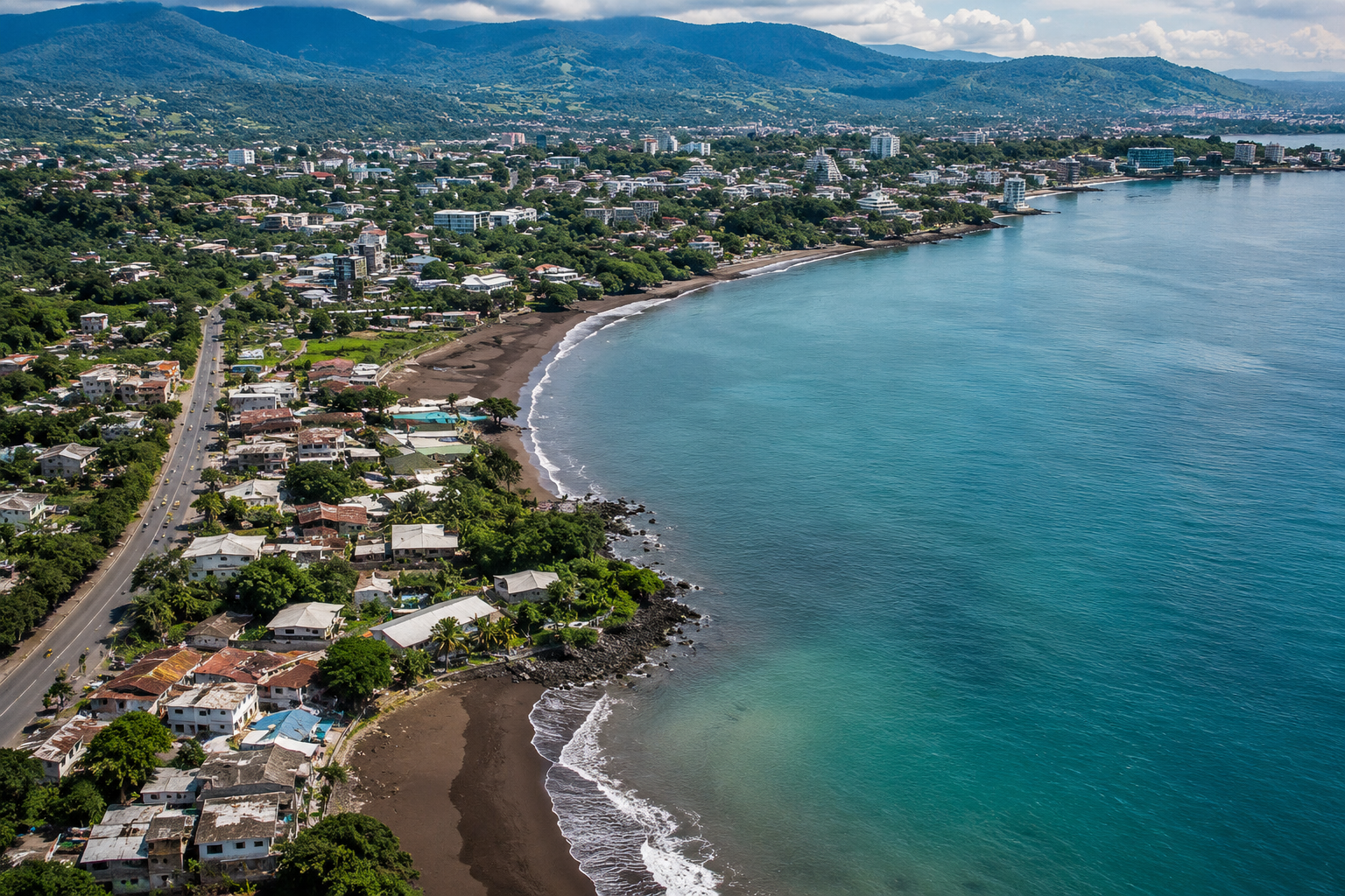 Aerial view of Limbe Atlantic coastline